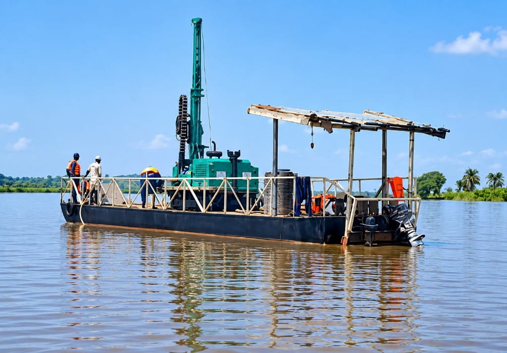 InDepth Engineering geotechnical marine drilling rig on barge in Nigeria